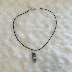 💗Floral Silver Rose Quartz Necklace💗